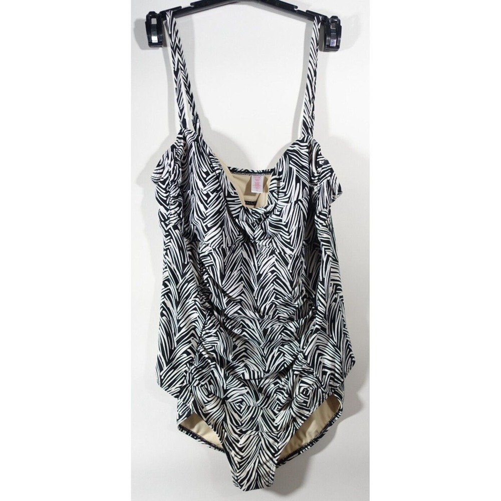 Tropical Escape Swimsuit Women Size 16 One Piece Retail $76 Twisted Front